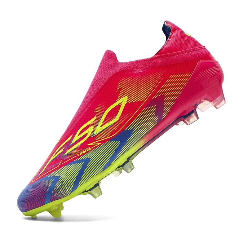 New Shoelaces-free Sneakers Colorful Football Shoes Spikes Youth Adult Grass Training Shoes Men and Women