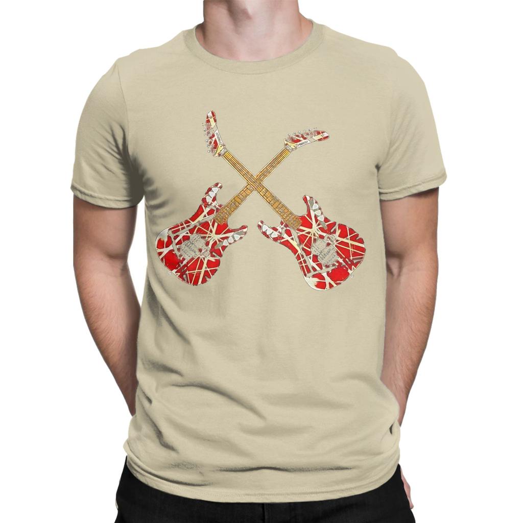 Two Red Guitar Funny 100 Cotton Tshirt Van Halen Tops Tees For Unisex