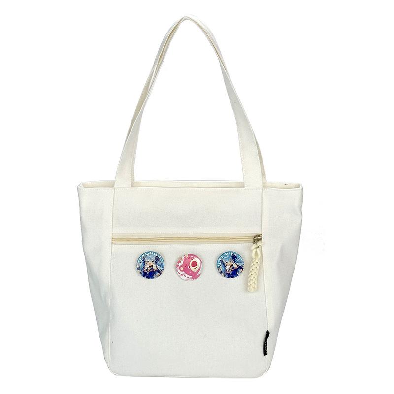 Canvas bag large capacity women's fashion shoulder bag retro versatile solid color simple handbag commuter bag tote bag