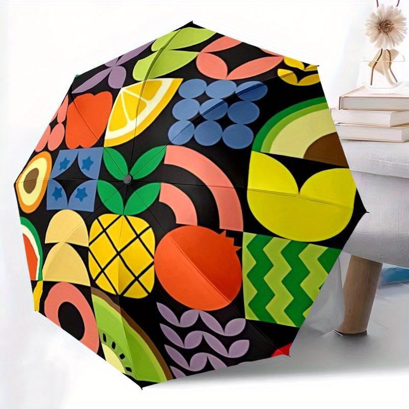 1pc Fruit Pattern Automatic Open 8-Rib Windproof Umbrella, Travel & Commuting, Suitable for All Seasons, Lightweight Portable,041