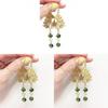 Fairy Tale Mushroom Green Phantom Quartz Drop Earrings With Rose Flower Design For Fashion Women