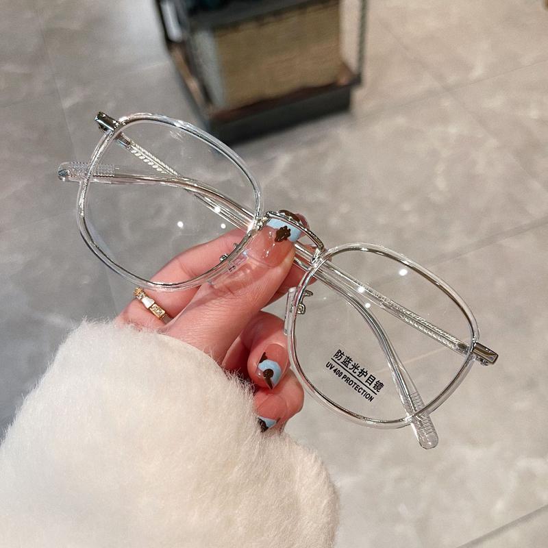 Korean Fashion Men And Women Square Black Frame Classic Anti Blue Light Glasses TR Retro Versatile Anti-radiation Eyeglasses Can Replaceable Lenses