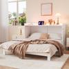 Cama de Parede, 140 x 200cm, Gavetas Debaixo da Cama, Com USB e Tomada, Fita de LED, Com Painel de Alto Brilho, Cama Conversível, Sem Colchão, Branco
