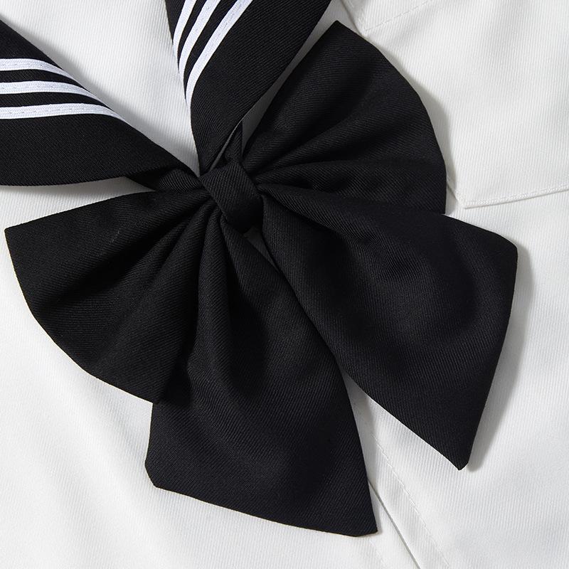 After-Sales Black Collar White JK Sailor Suit Set with Pleated Skirt
