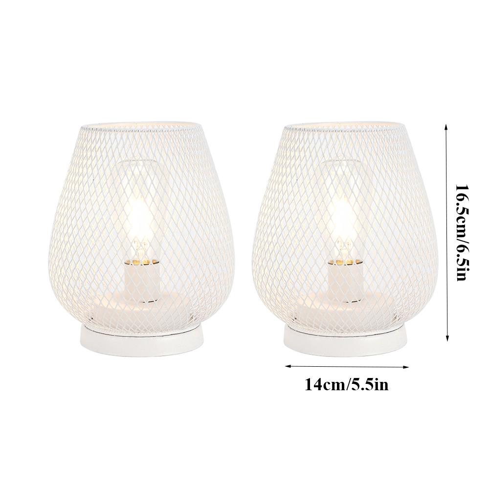 2Pcs White Metal Table Lamp Battery Operated Lamp Outdoor Lantern with LED Edison Bulb for Weddings Party Patio Event Home Decor