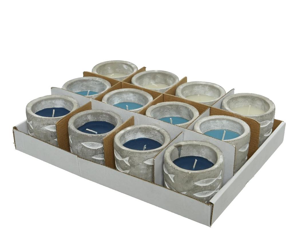 vela citronela con recipiente de cemento 70g ø7x7,5cm colores surtidos