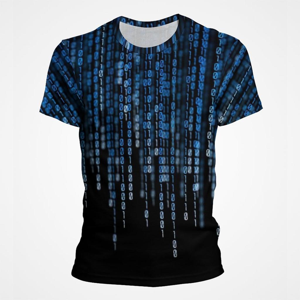 Fashion 3D Printed Green Matrix Code T Shirt For Men Trend Personality Graphic T Shirts Programmer Streetwear Oversized T Shirt Tops