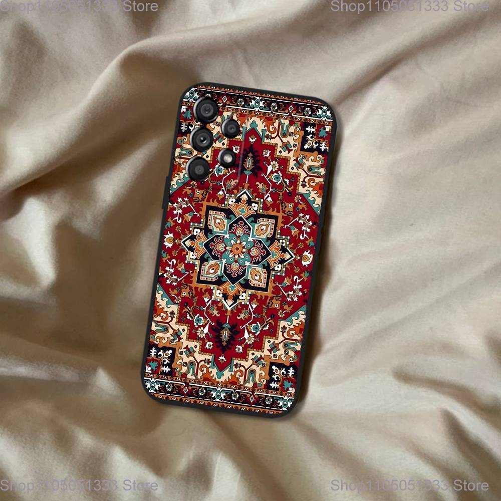 Persian Carpet Floral Pattern Phone Case For Samsung Galaxy A20,A21s,A22,A31,A32,A52,A53,A72,73,A80 Soft Black Cover