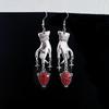 Gothic Charm Irregular Geometry Drop Glaze Blood Rose Flower Hand-shaped Pendant Dangle Earrings for Women Halloween Jewelry
