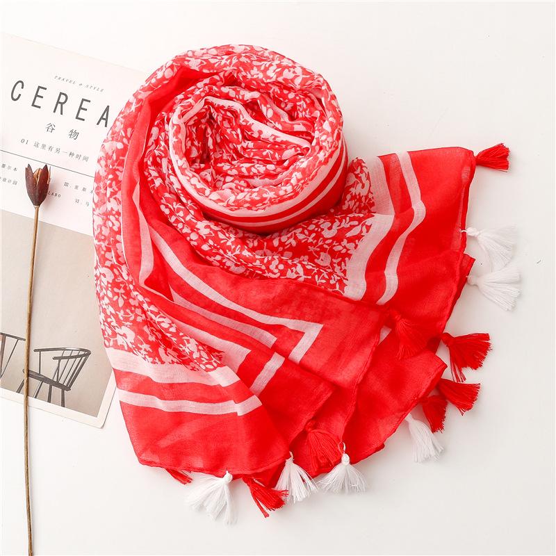 88*180cm Women Scarf Shawl Cotton Linen Feeling Tassel Pashmina Muslim Hijab Wrap Lady Viscose Scarf