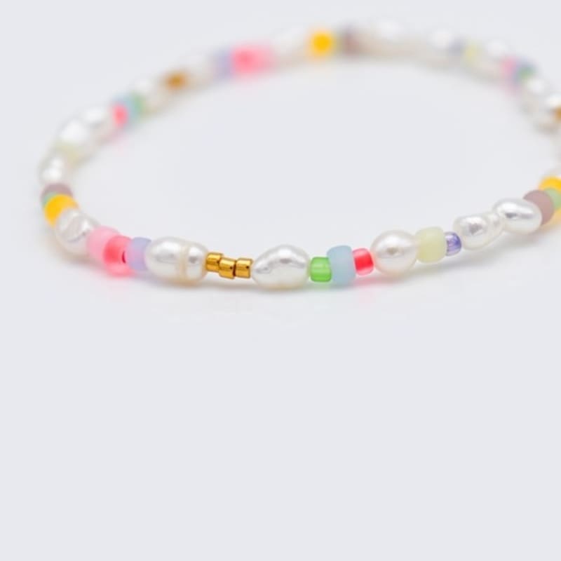 BONBEAU Jelly Beads Water Pearl Bracelet 3mm Rice-paste Freshwater Pearl Color Bead Bracelet