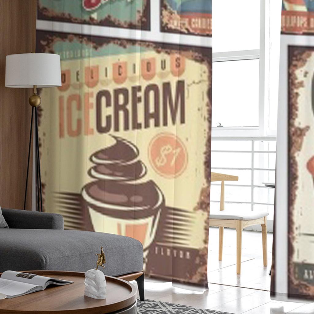 Kolekcja Vintage Sklep ze Słodyczami Znaków Blaszanych Przezroczyste Zasłony do Salonu Tiulowa Zasłona Okienna Sypialnia Kuchnia Woal Draperie