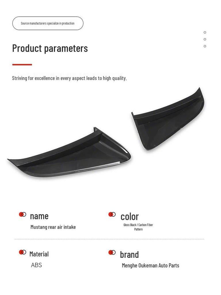 Ford Mustang 2024 Boczne Wloty Powietrza Mod & Naklejka na Tylny Spoiler S650