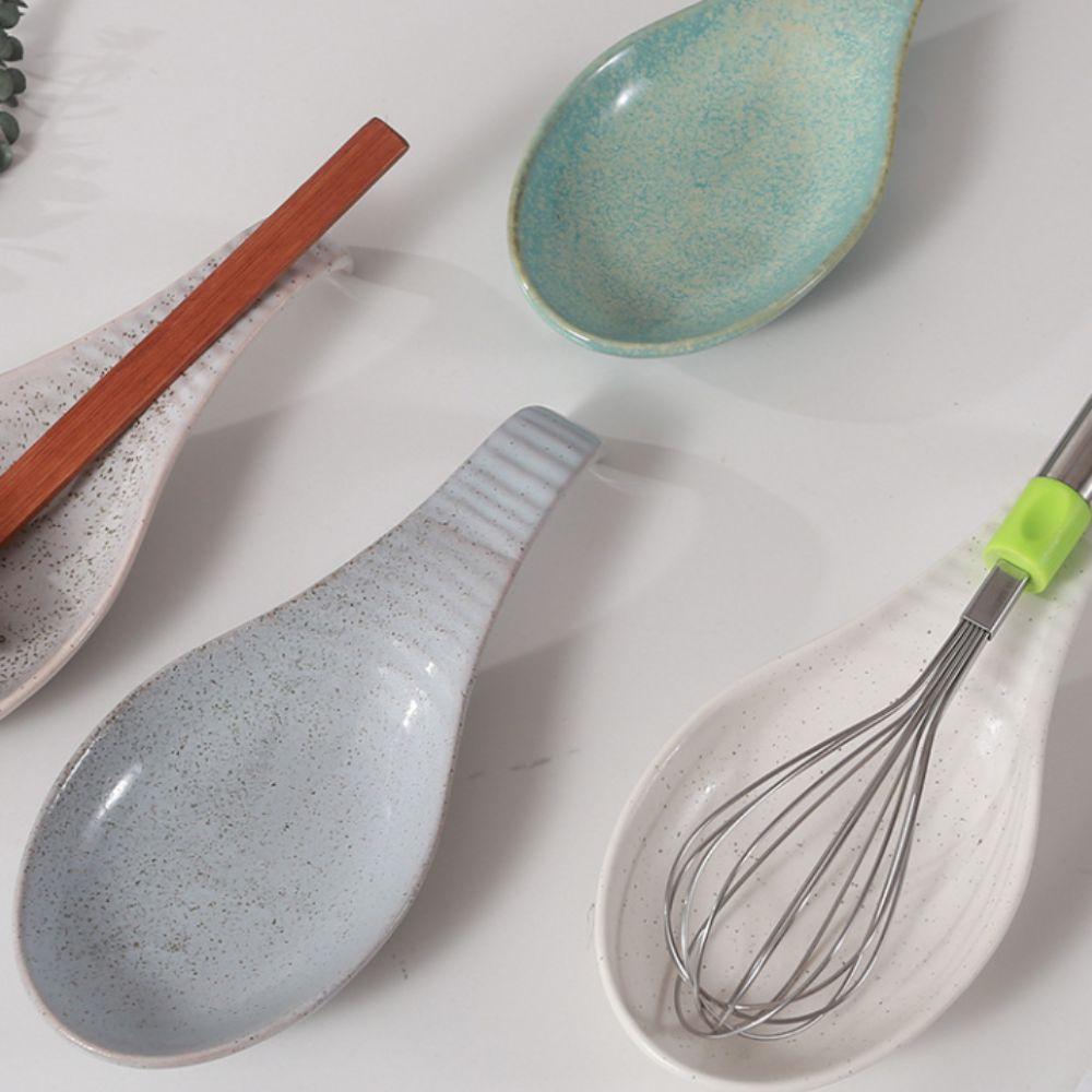 European Style Porcelain Spoon Rest Anti-skid Texture Ladle Holder Utensils Holder  Restaurant