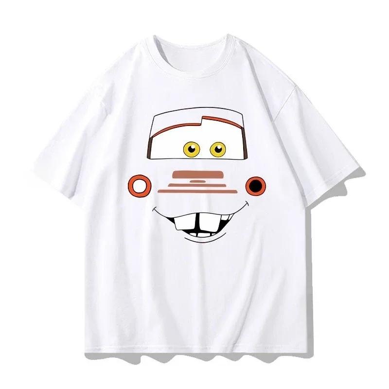 Smile Cars McQueen Unisex T-shirt Gift for Couple Cotton Tops Tees Short Sleeve Clothing Streetwear Oversized Unisex