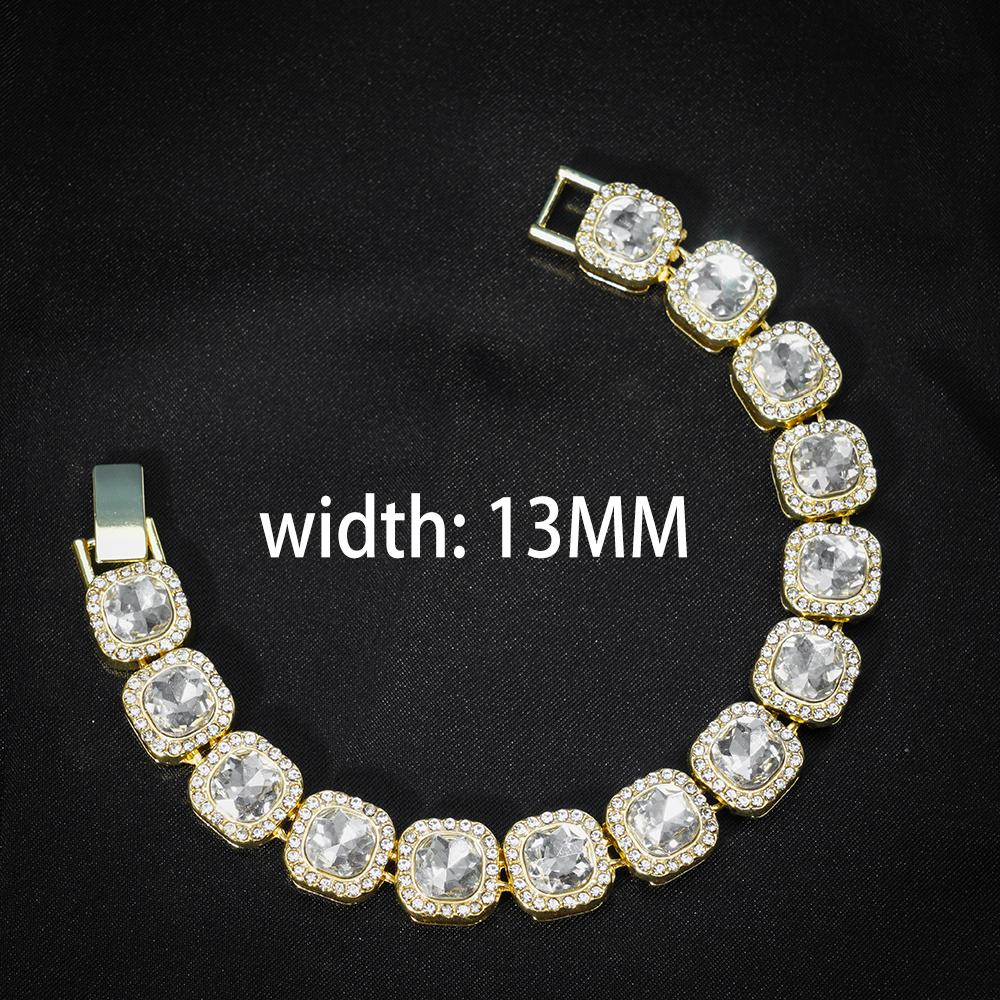 New Miami Iced Out Cuban Link Chain Bracelet For Men&Women Full Rhinestones Charms Hip Hop Jewelry 13mm Crystal Chain Party Gift