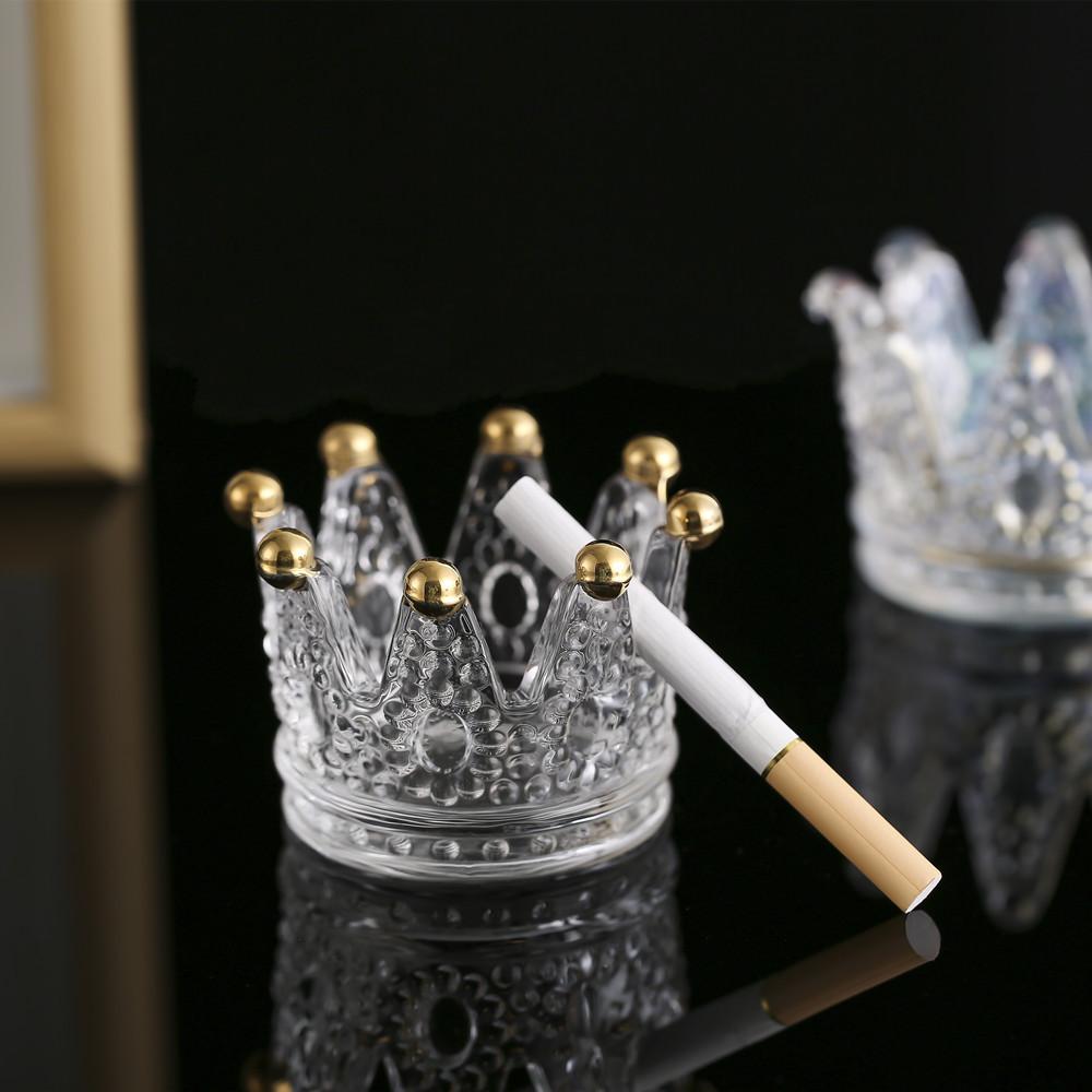 French Style Retro Crown Glass Candle Holder Aromatherapy Candlestick Organize Small Ornaments Romantic Atmosphere Props