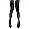 Bas Hauts Sexy pour Femmes Dentelle Satin Lisse Huileux Brillant Vintage Brillant Serrés Modelants Élastiques Lingerie Bas de Bonne Maîtresse Overknee