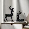2x Resin Elk Figurines Animal Figure Valentine's Day Gift Decor Tabletop Ornament