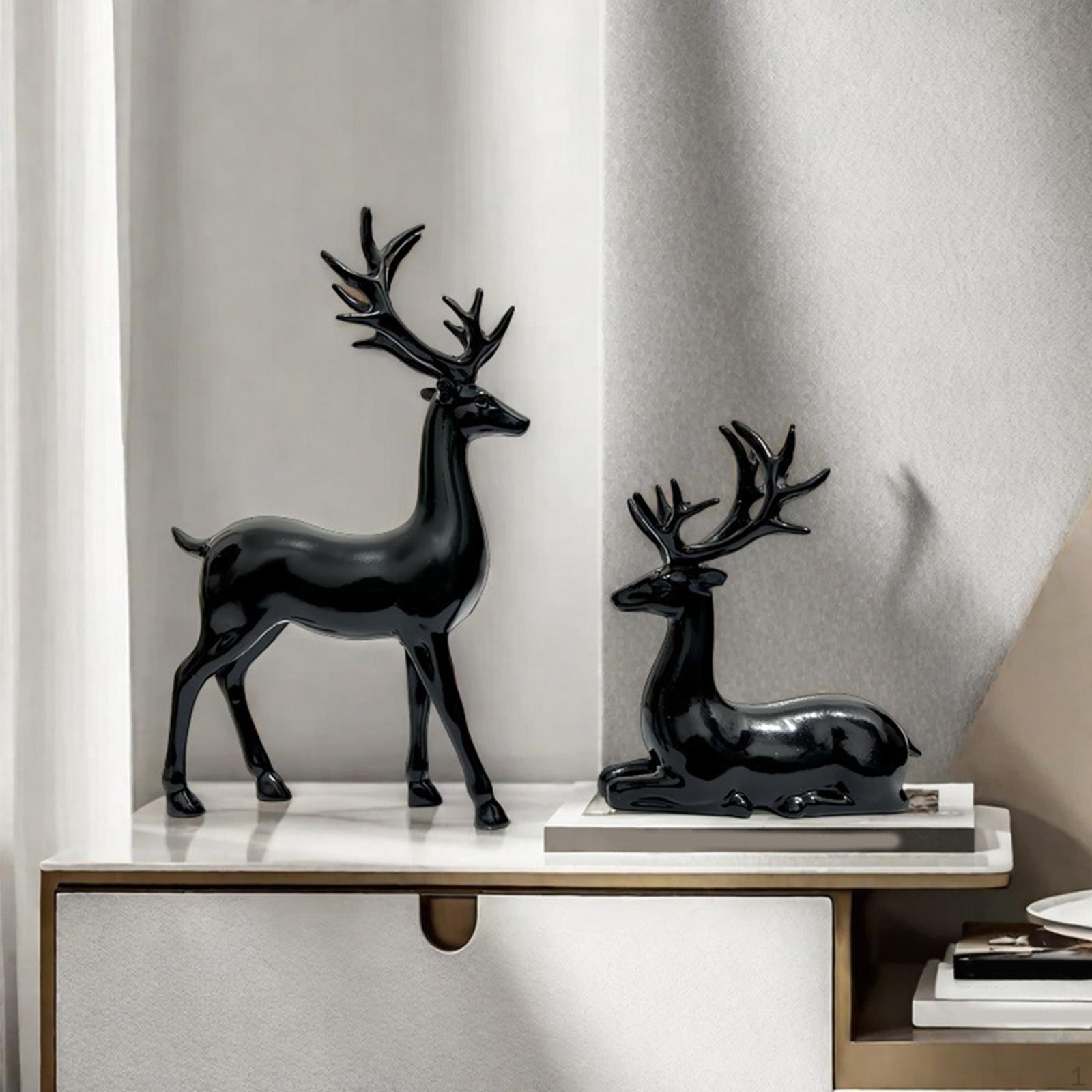 

2x Resin Elk Figurines Animal Figure Valentine s Day Gift Decor Tabletop Ornament