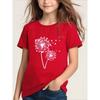 European sizes Love Dandelion" Letter/cartoon Print, Girls' Short-sleeve T-shirt, Cool and Breathable for Spring/summer Wear