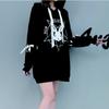 Harajuku Pentagram Lace Embossed Women's Polar Hoodies Punk Gothic Cute Bunny Oversize Hooded Velvet Sweatshirt Jersey Streetwear