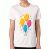Colorful Balloons Ladies Cotton T Shirt, Premium Cotton Quality Print, Durable, Casual And Fashionable, Graphic Tee With Party Balloons And Stars, Sof