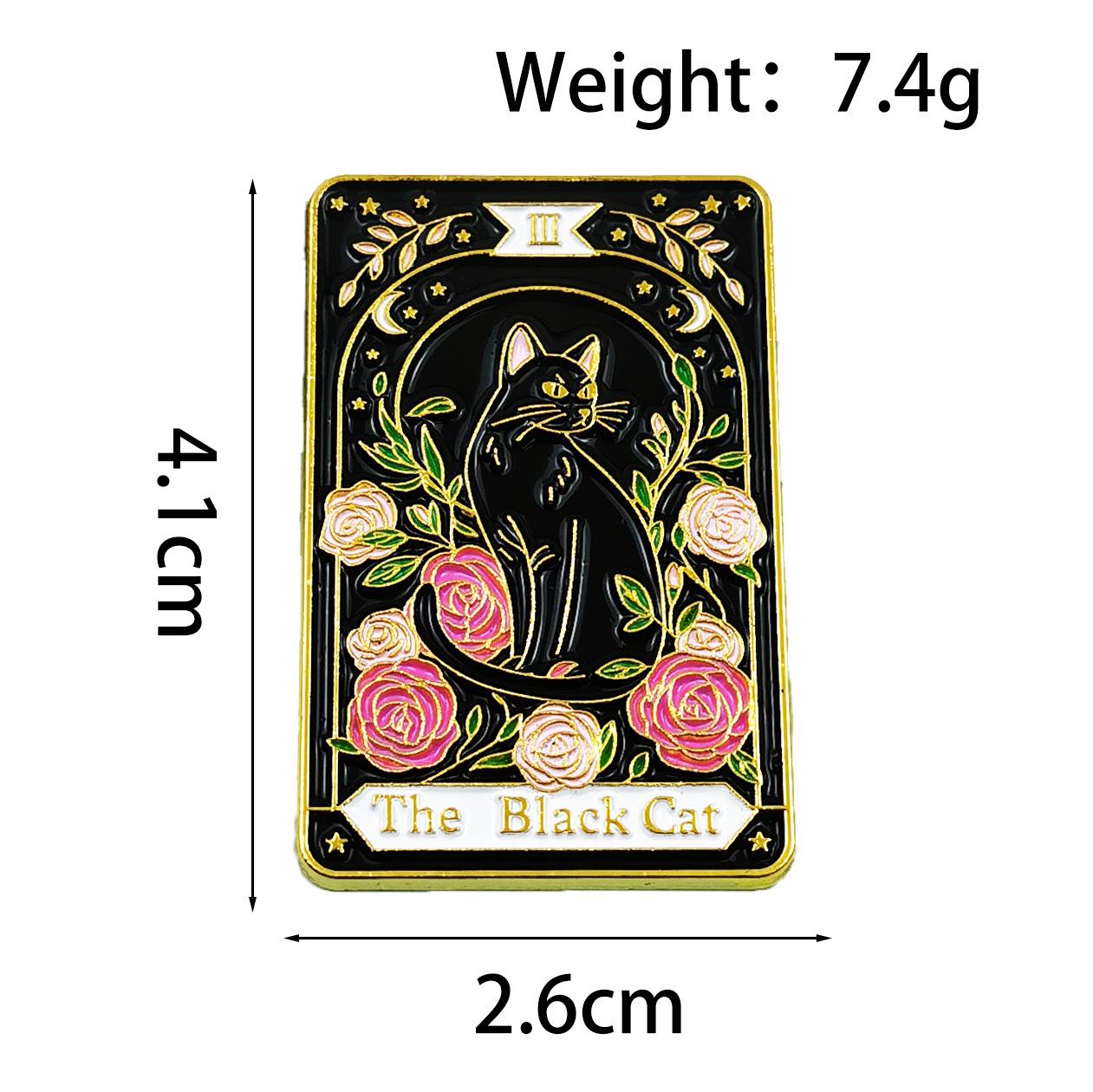 Creative Cartoon Black Cat Flower Brooch – Alloy & English Letters Badge for Clothing or Backpack