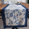 Table Runner Printing Garden Navy Blue Rose Flowers Table Tea Flag Dinner Flag Long Strip Holiday Party Table Decoration