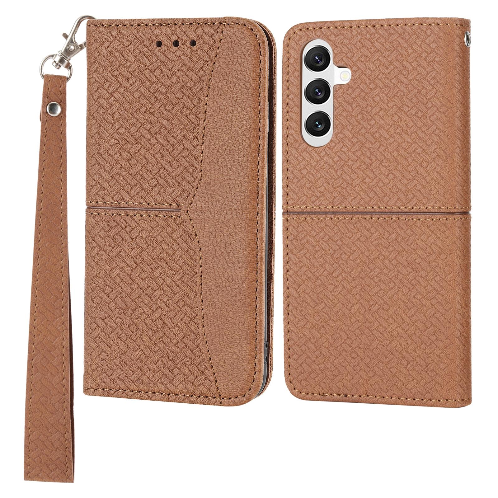 

Чохол для Samsung Galaxy A26 5G Текстура плетіння Шкіряний гаманець Чохол для телефону Brown