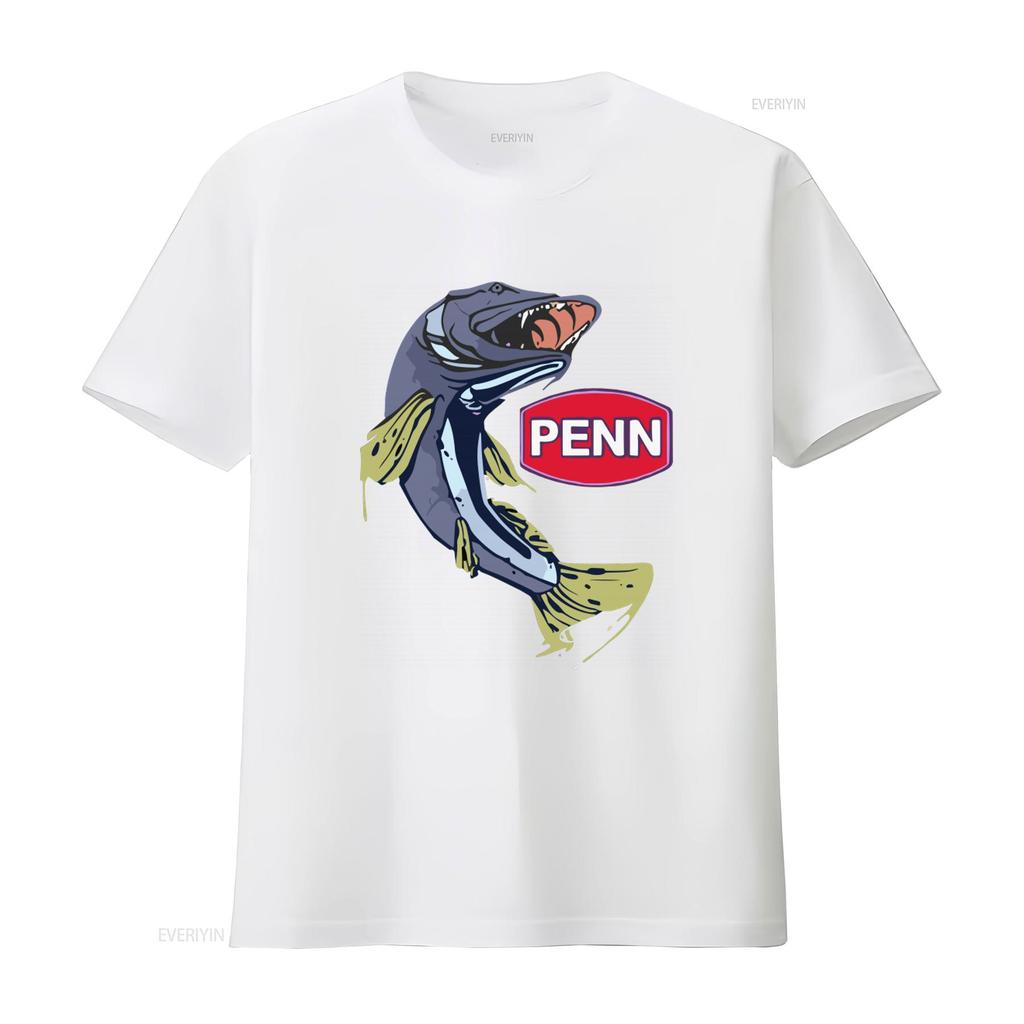 PENN Attrezzatura da Pesca Logo Aziendale Maglietta Nera da Uomo Taglia S 3XL con Stampa di Pesce Cool vintage Lavata Traspirante Comoda