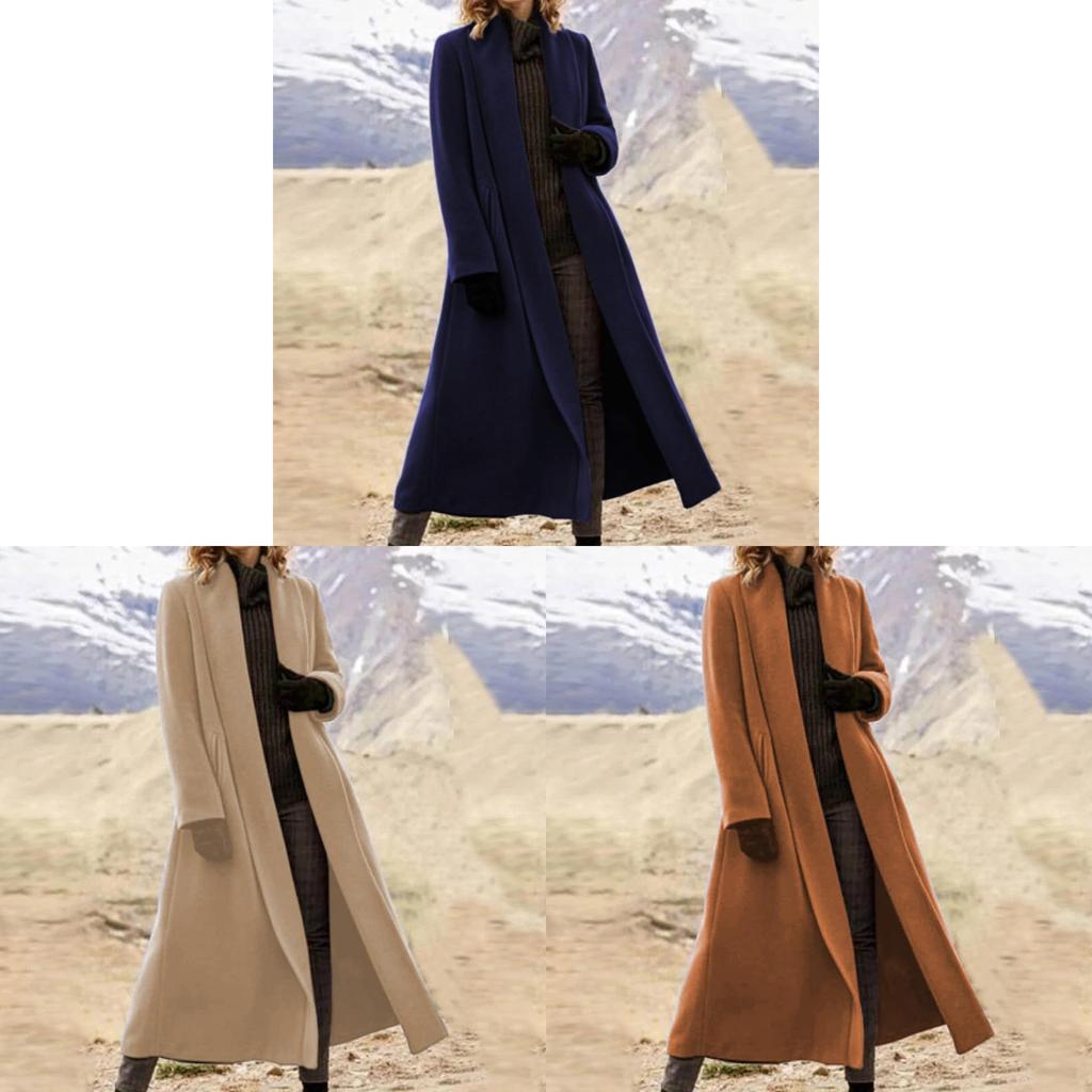 Vintage Womens Wool Coat With Scarf Collar For Winter Casual Wear