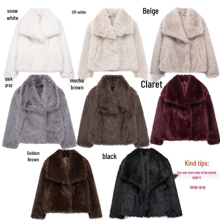 Women's Faux Fur Lapel Coat - Spring European & American Fashion, Loose Fit Hot Style