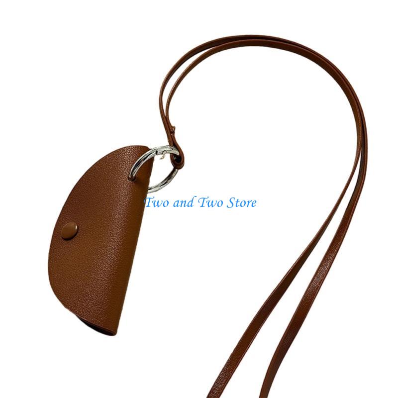 HX6F Elegant PU Leather Bag Necklace for Girls Anti Loss Neck Chain Accessory