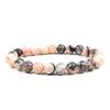 European & American Pink Zebra Red Wood Grain & Black Obsidian Couple Bracelet