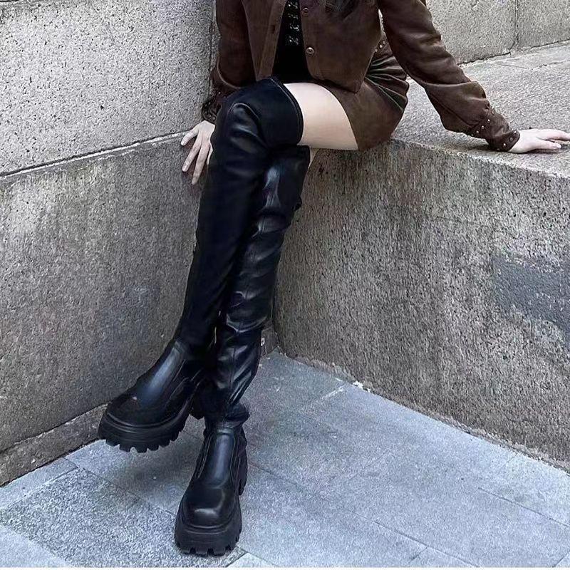 Sugar cube thin boots over the knee long boots women's 2025 new knight boots autumn and winter boots high boots thick sole increased