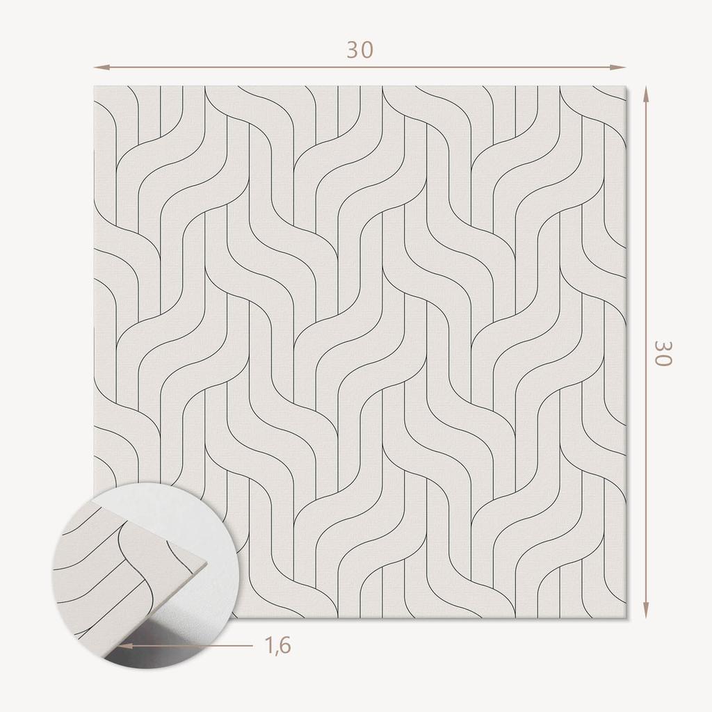 Package of Vinyl Tiles with Decor for Kitchen or Bathroom Waves In a Geometric Pattern 9X30X30 Cm