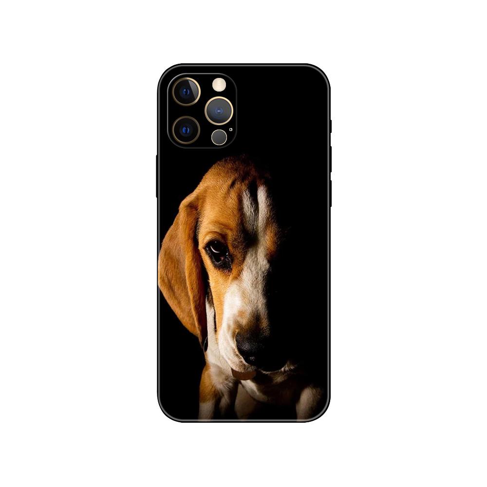 Beagle Dog Phone Case for Iphone 5 5s 2020se 6 6s 7 8 Plus X 10 XR XS 11 12 13 Mini Pro MAX Black Tpu Back Cover