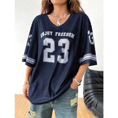 Maglie da donna Los Angeles Coolane Estate Spalla scesa Oversize Maglietta da calcio con stampa di lettere Coppia Stesso stile