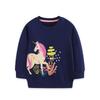 Girls' Unicorn Print Hoodie - European & American Style Cotton Pullover Sportswear
