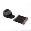 Neckwarmer Knit Brim Hat Set (Black)/Fur Hat Winter Hat