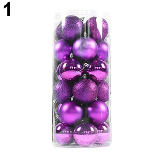 

24 Pcs Christmas Tree Decorations Ball Bauble Hanging Xmas Party Ornaments фиолетовый