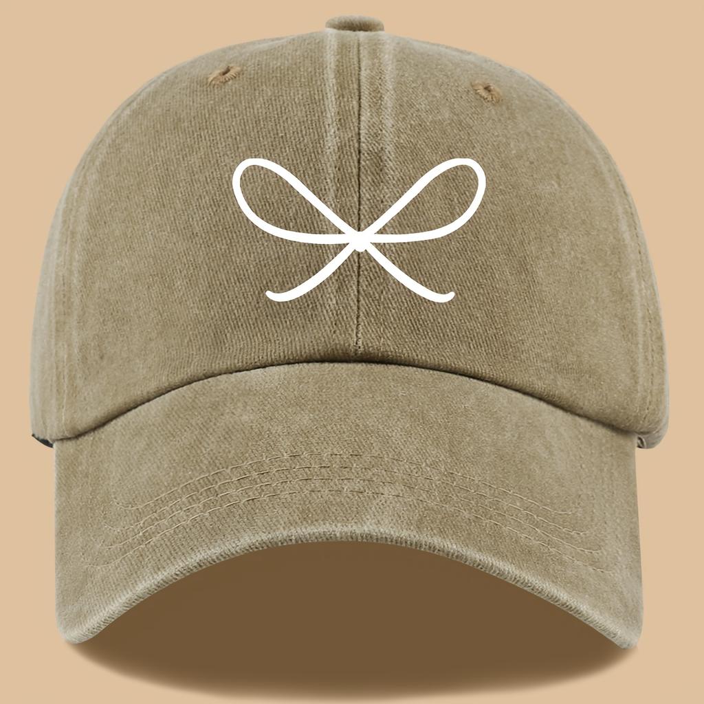 Cute bow printed baseball cap for fishing, vacation, and parties, curved brim sun hat, fashionable and versatile