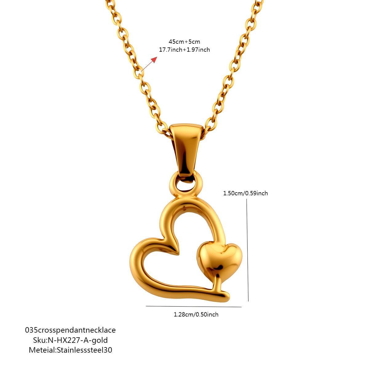 

2026 Stainless Steel Double Heart Pendant - New Style Accessories
