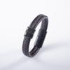 Anti-static Men's Stainless Steel Leather Magnetic Bracelet - European Retro Style