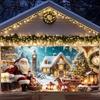 Merry Christmas Garage Door Background Banner Xmas Tree Gift Santa Claus Backdrop Winter Christmas Party Outdoor Wall Decoration