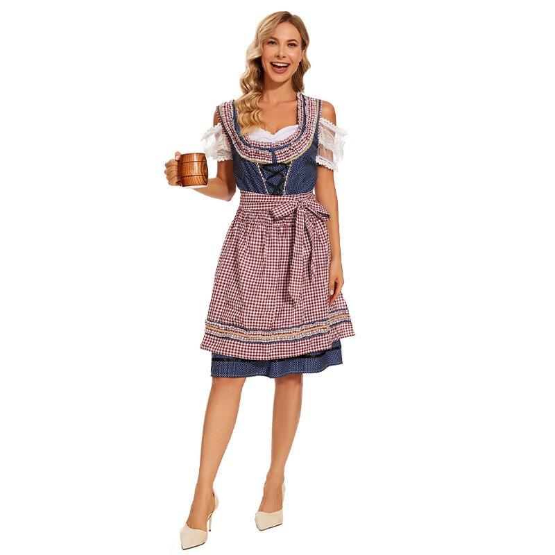 Mnichovský Oktoberfest kroj bavorský národní kroj kostkovaný pivní oblek šaty set