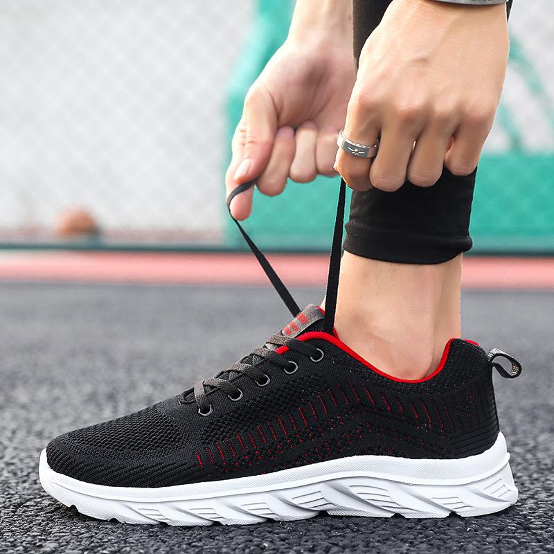 Black brand men's shoes mesh breathable sports shoes soft sole light running shoes men's thick sole comfortable casual travel shoes