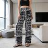 Ice silk wide-leg pants women's summer thin new Chinese ink cool pants high-waisted casual pants trousers women's clothing
