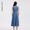 LANCY 25 Sleeveless Umbrella Hem Denim Shirt Dress